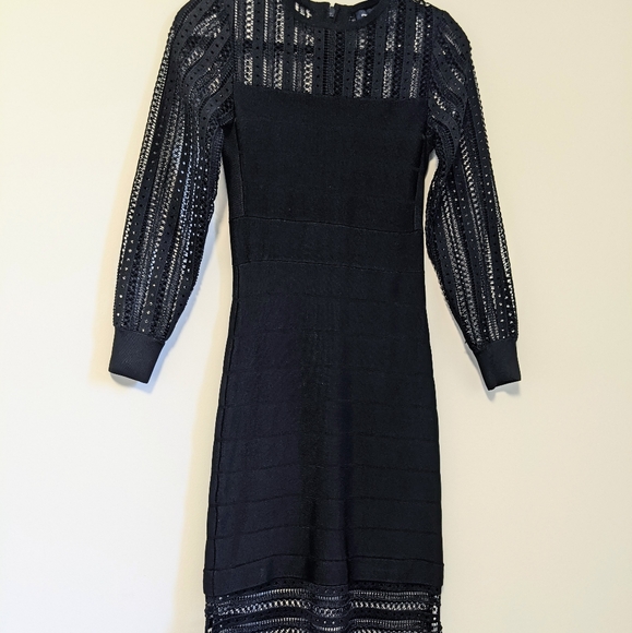 French Connection black Vivian bodycon knit spotlight dress - Picture 3 of 4
